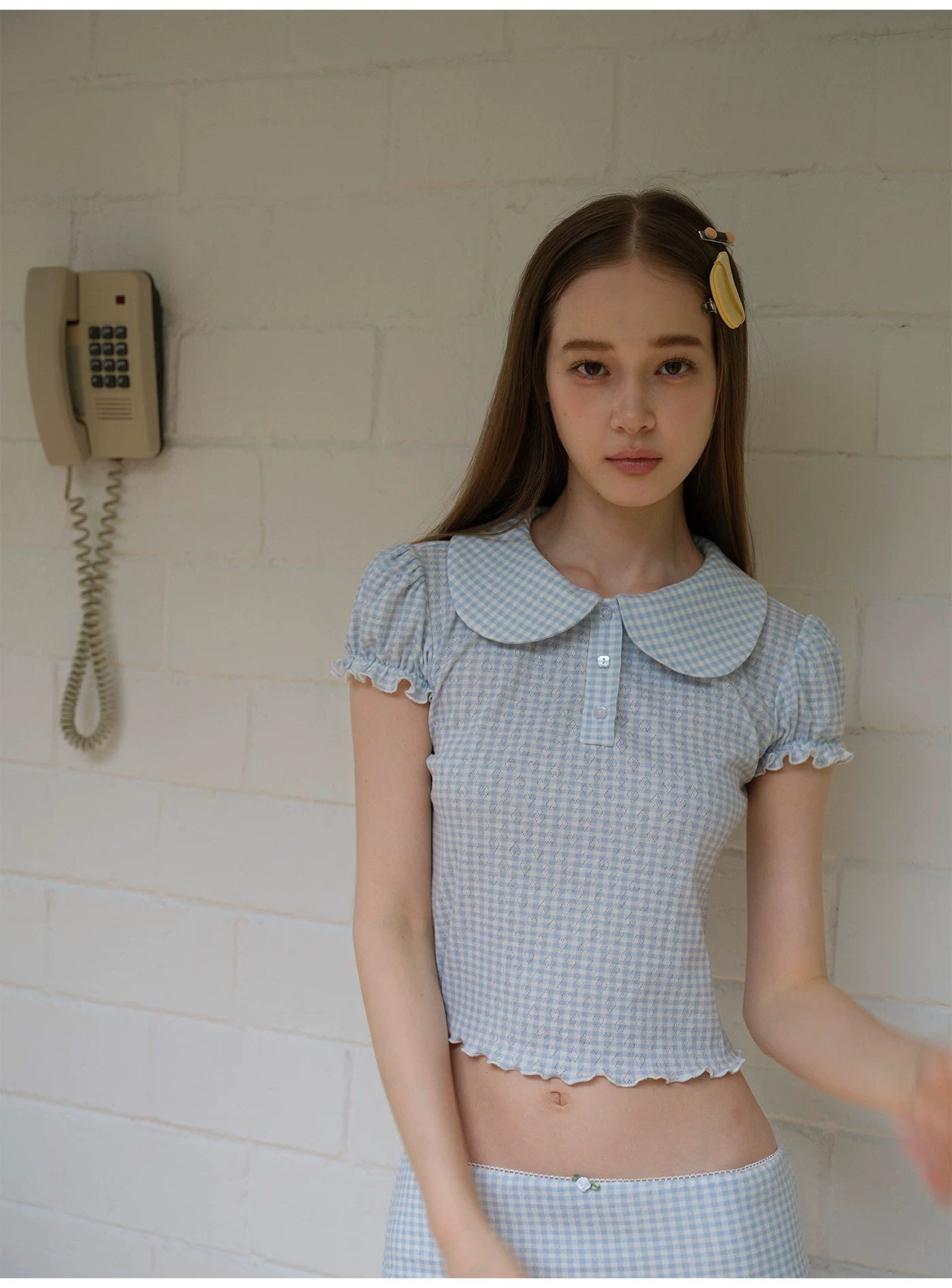 SOOMIE Check Babydoll Blouse