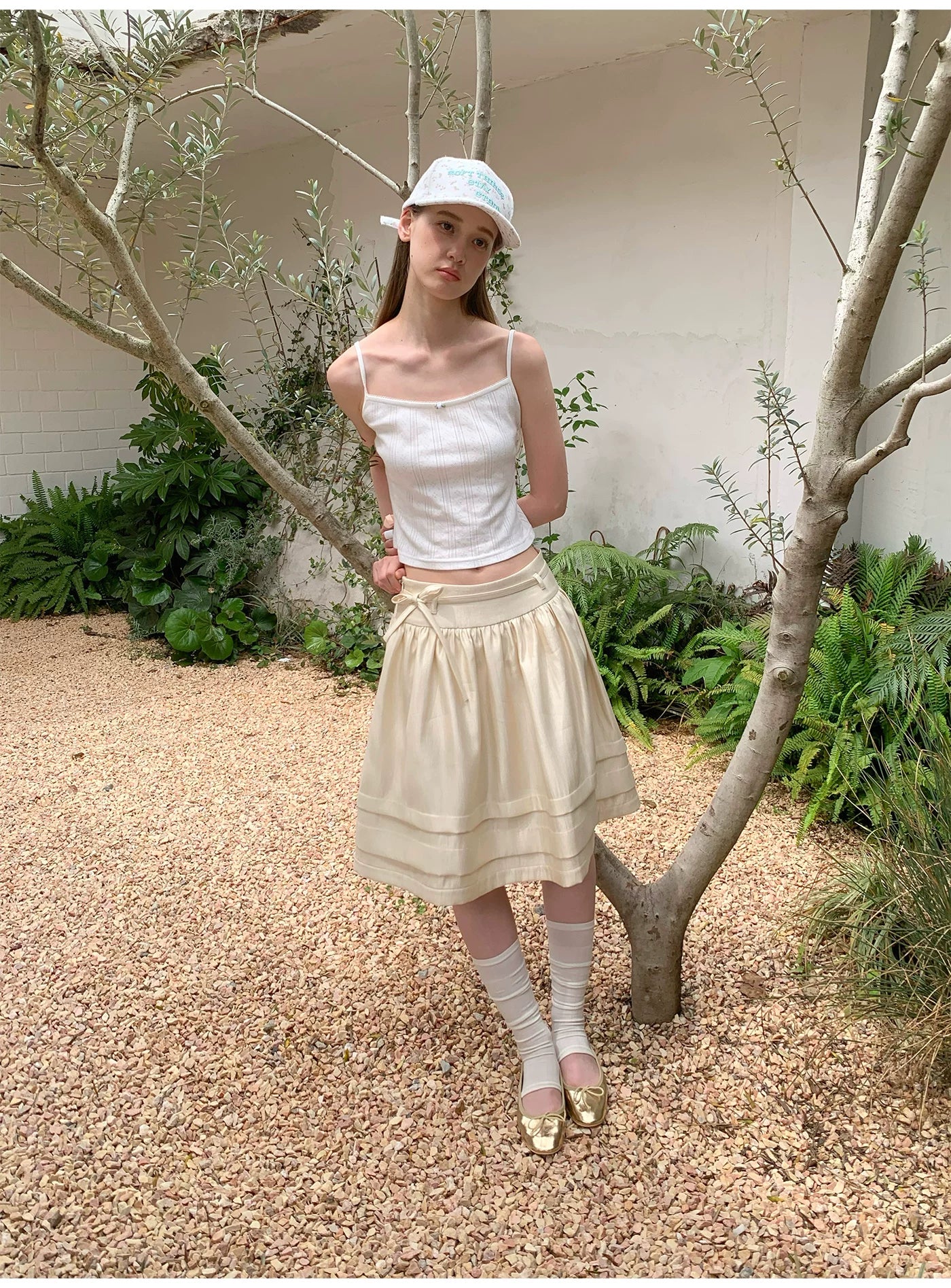 SOOMIE Ribbon Zip Midi Skirt
