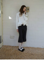SOOMIE Low-Rise Wool Wide Pants