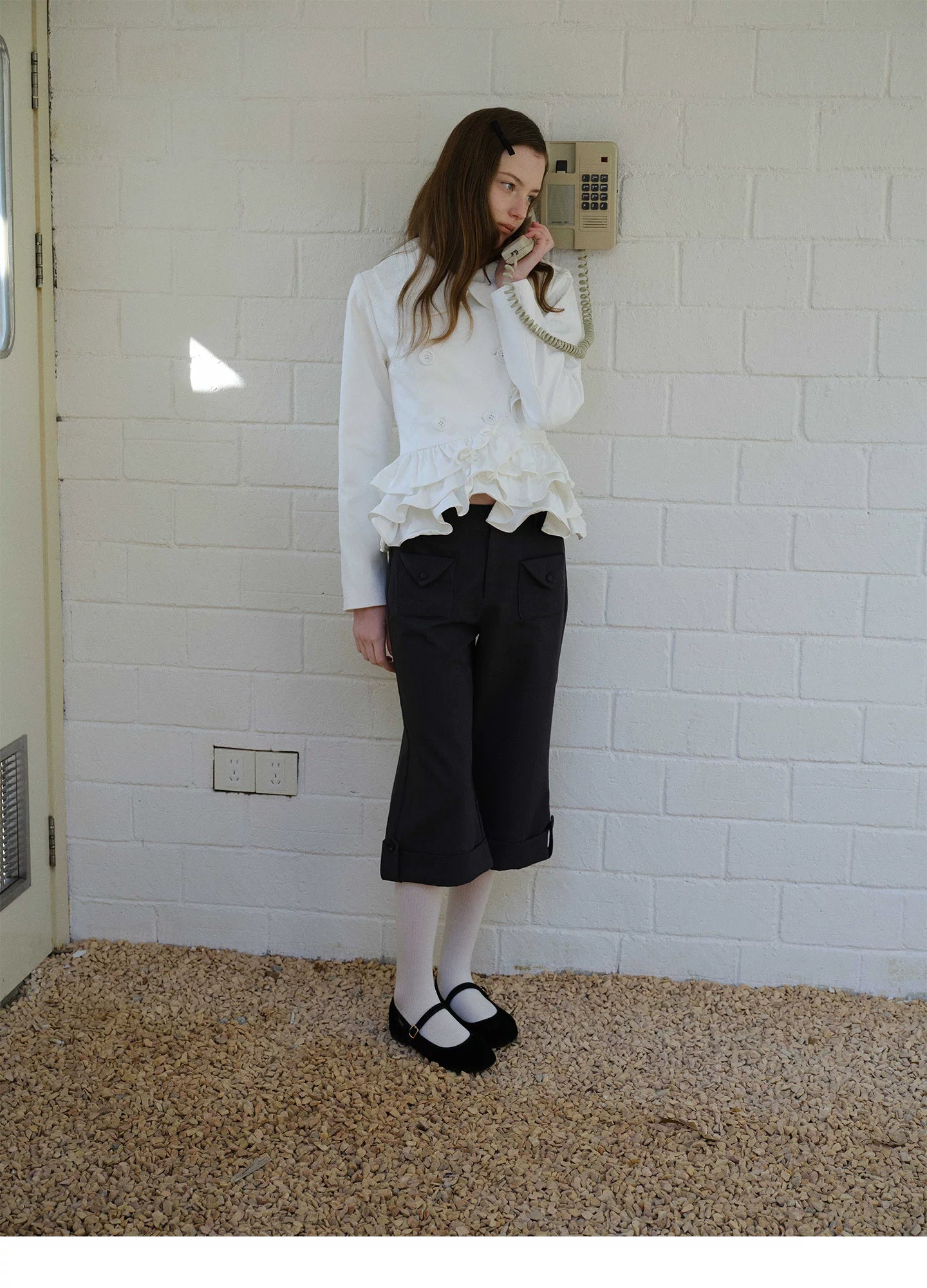 SOOMIE Low-Rise Wool Wide Pants