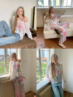 SOOMIE Sheer Floral Off-Shoulder Top