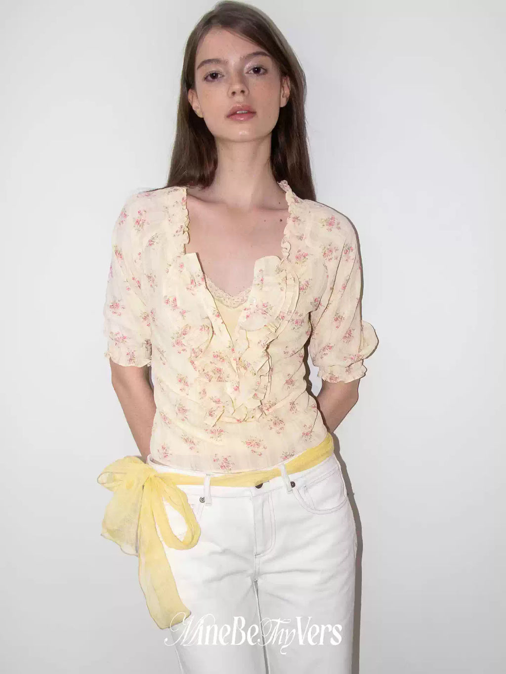 Yellow Floral Layered Blouse