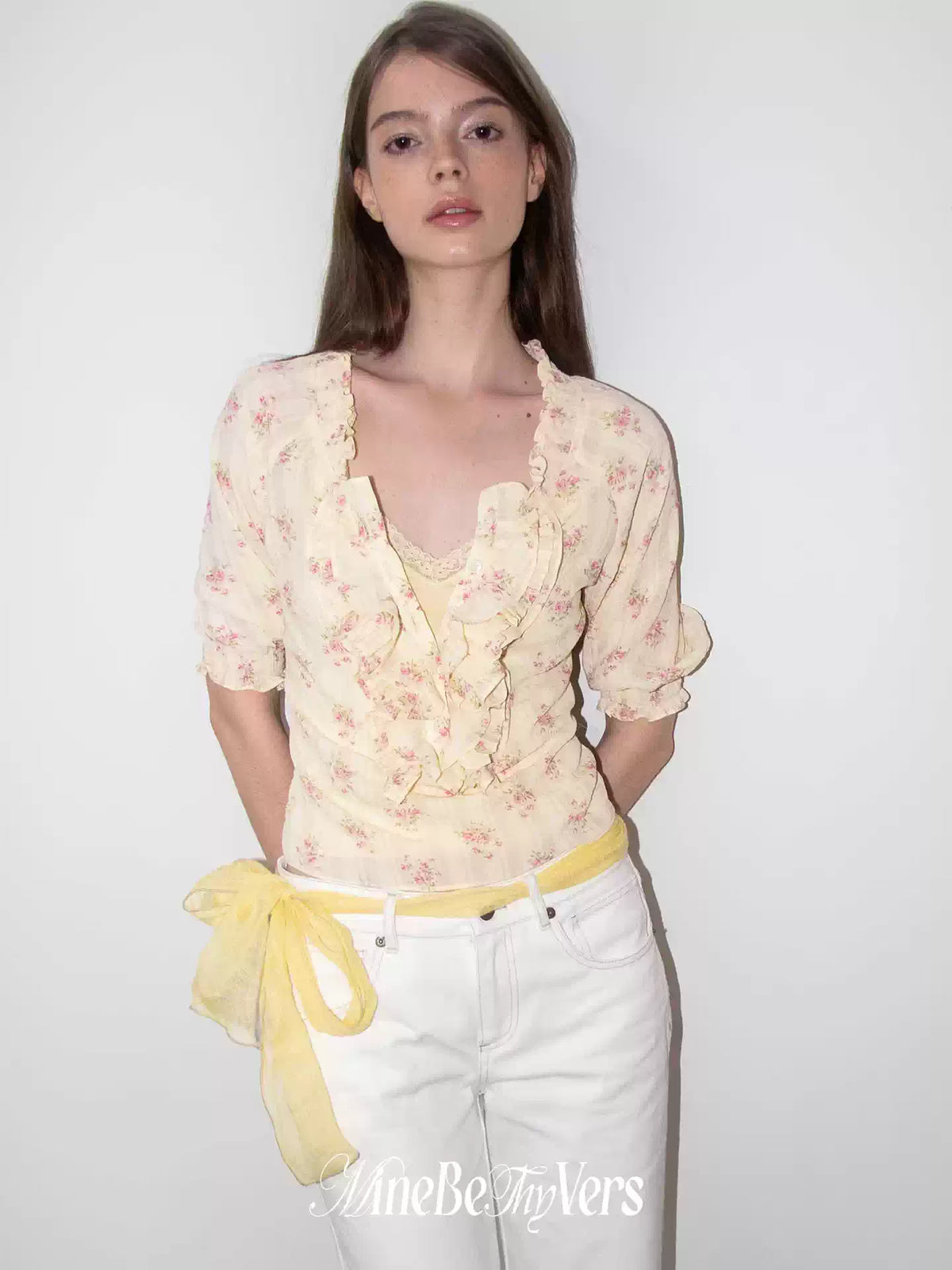 Yellow Floral Layered Blouse