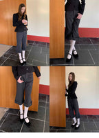 SOOMIE Low-Rise Wool Wide Pants