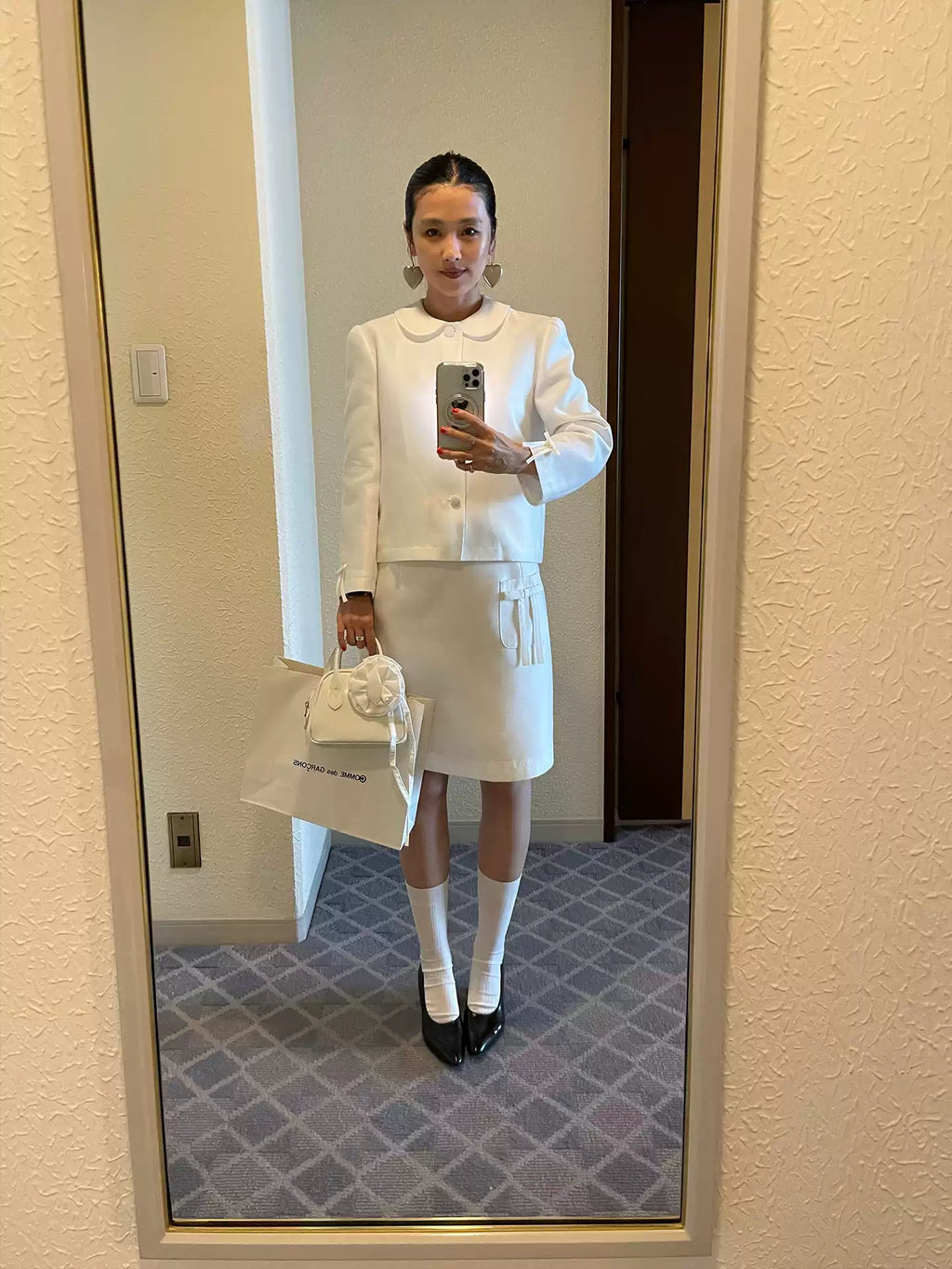White Bow-Cuff Blazer