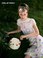 Gradient Floral Fitted Short-Sleeve Knit T-Shirt