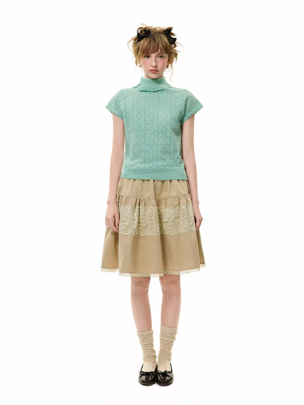 Mint Green Short-Sleeve Sweater