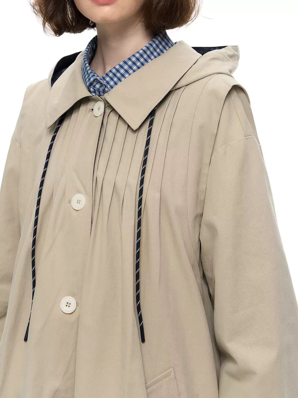 Reversible Trench Coat with Detachable Hood