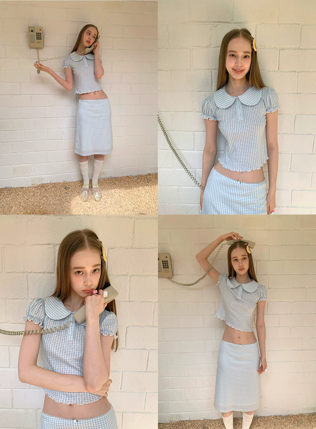 SOOMIE Check Babydoll Blouse