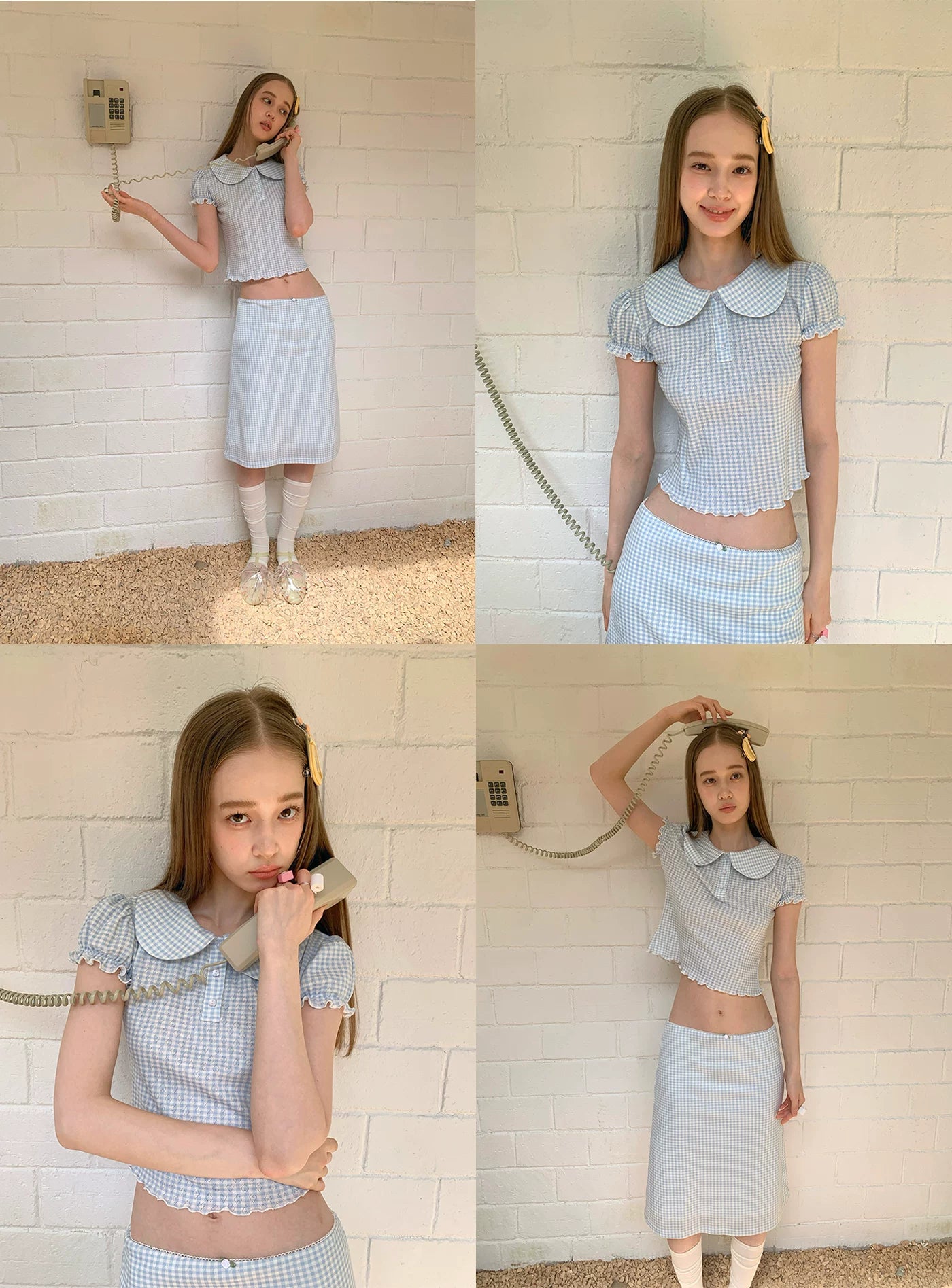 SOOMIE Check Babydoll Blouse