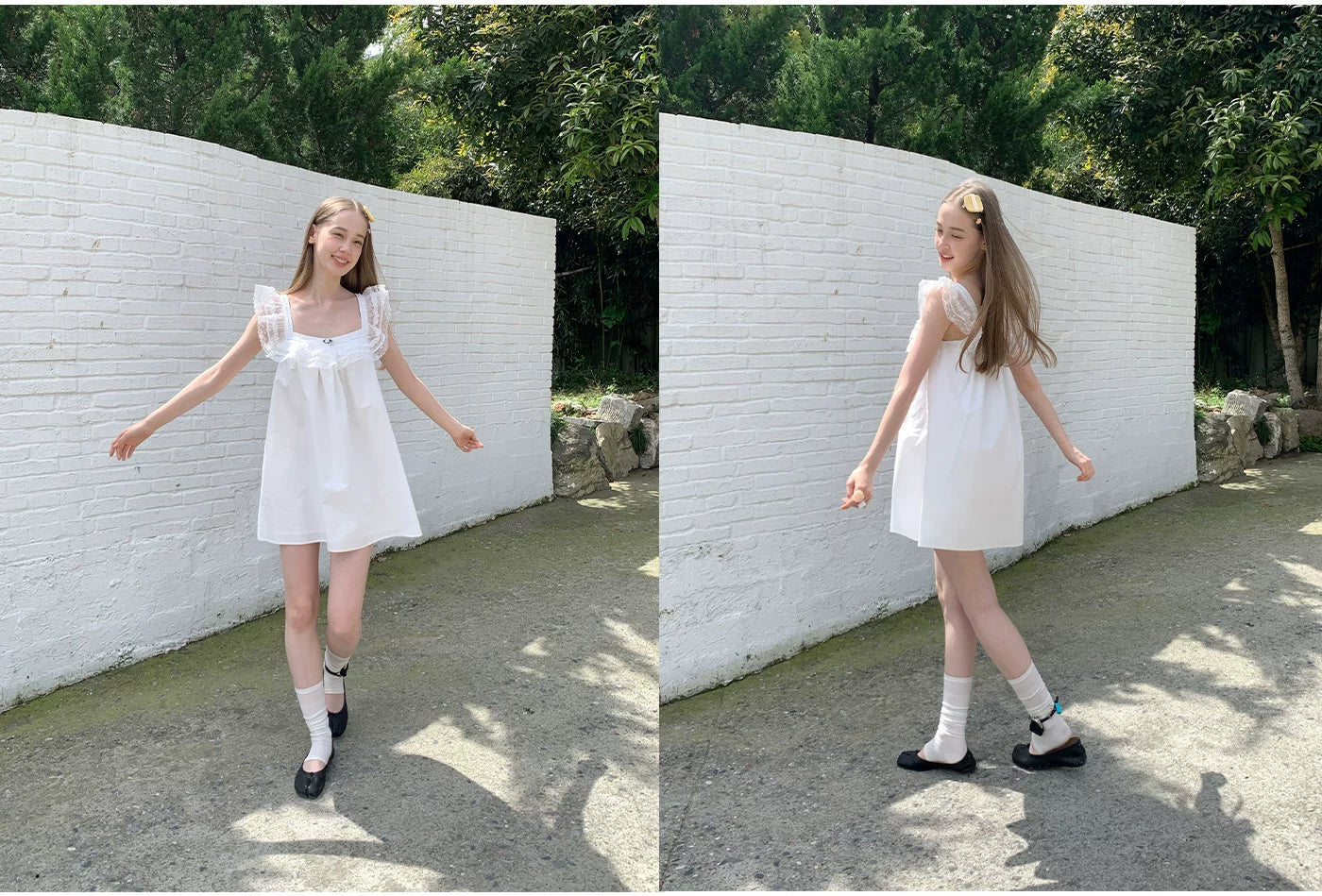 SOOMIE Floral Frill Sleeve Top