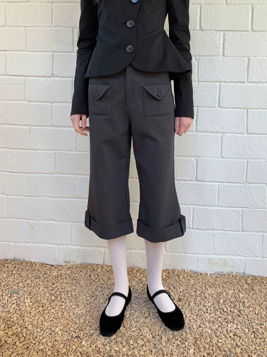SOOMIE Low-Rise Wool Wide Pants