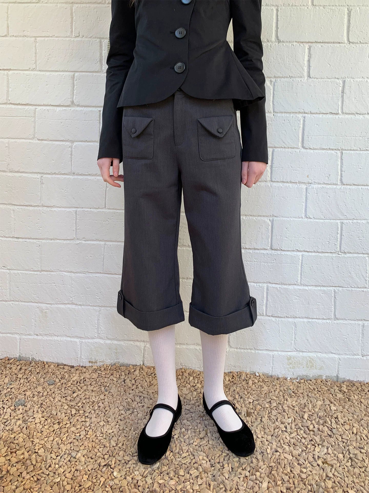 SOOMIE Low-Rise Wool Wide Pants