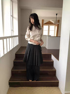 White Striped Asymmetric Cropped Shirt