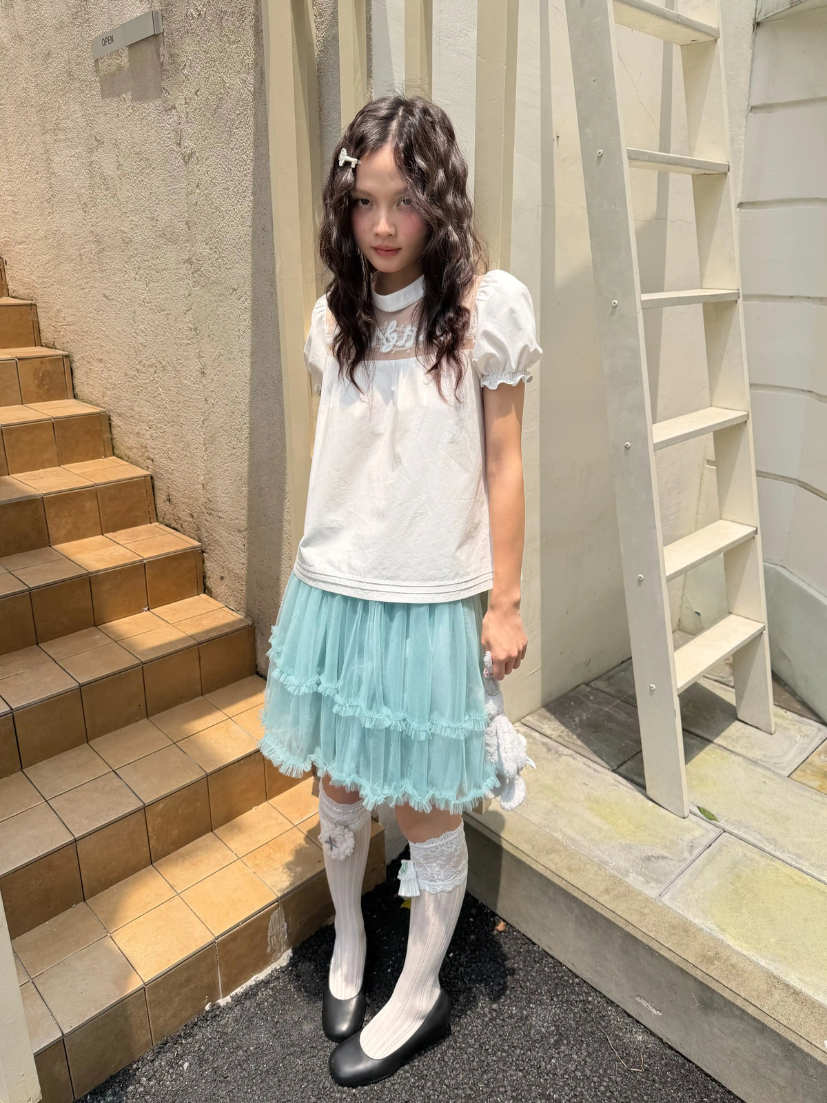 Lake Green Double-Layer Tulle Skirt