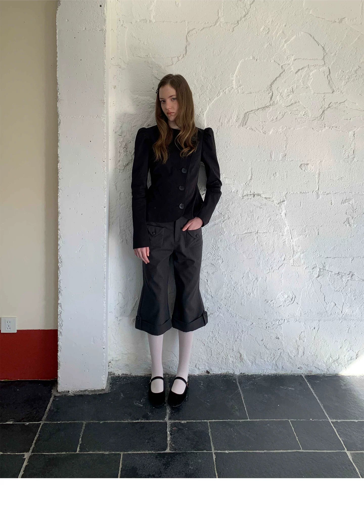 SOOMIE Low-Rise Wool Wide Pants