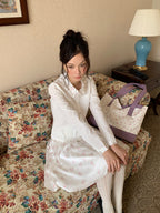White Ruffle-Collar Blouse & Skirt Set