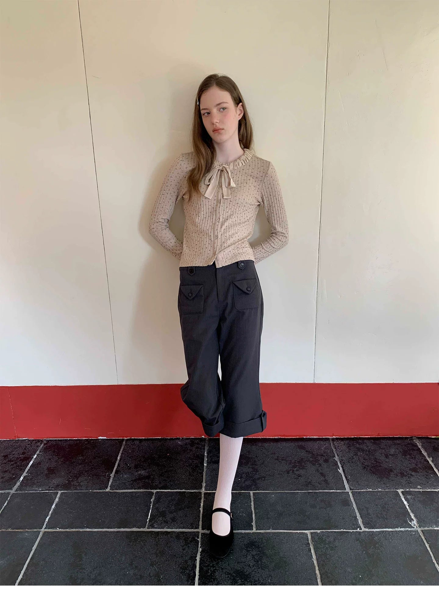 SOOMIE Low-Rise Wool Wide Pants