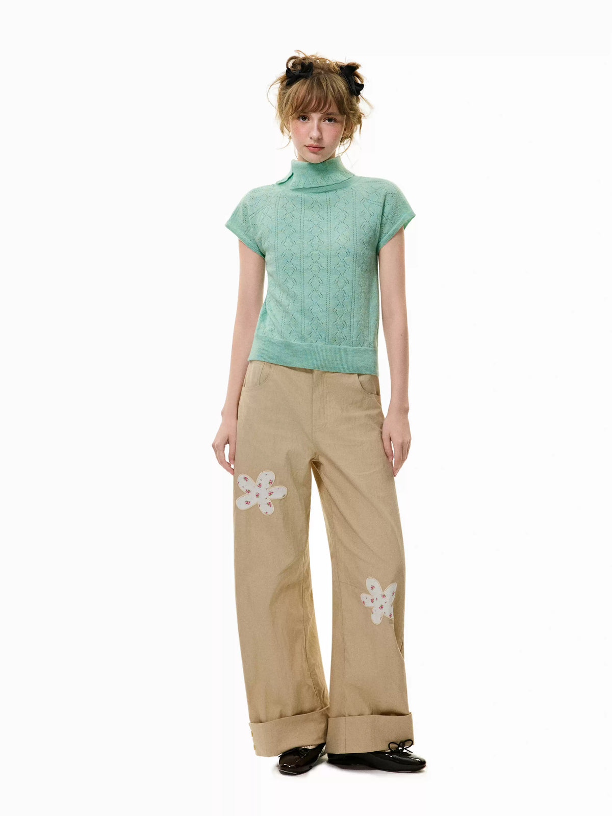 Mint Green Short-Sleeve Sweater