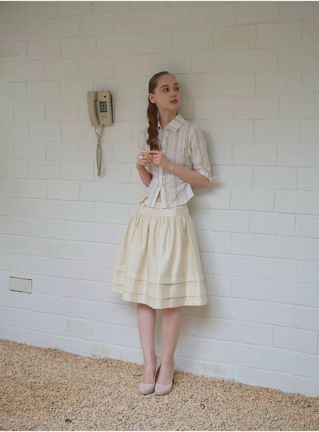 SOOMIE Ribbon Zip Midi Skirt