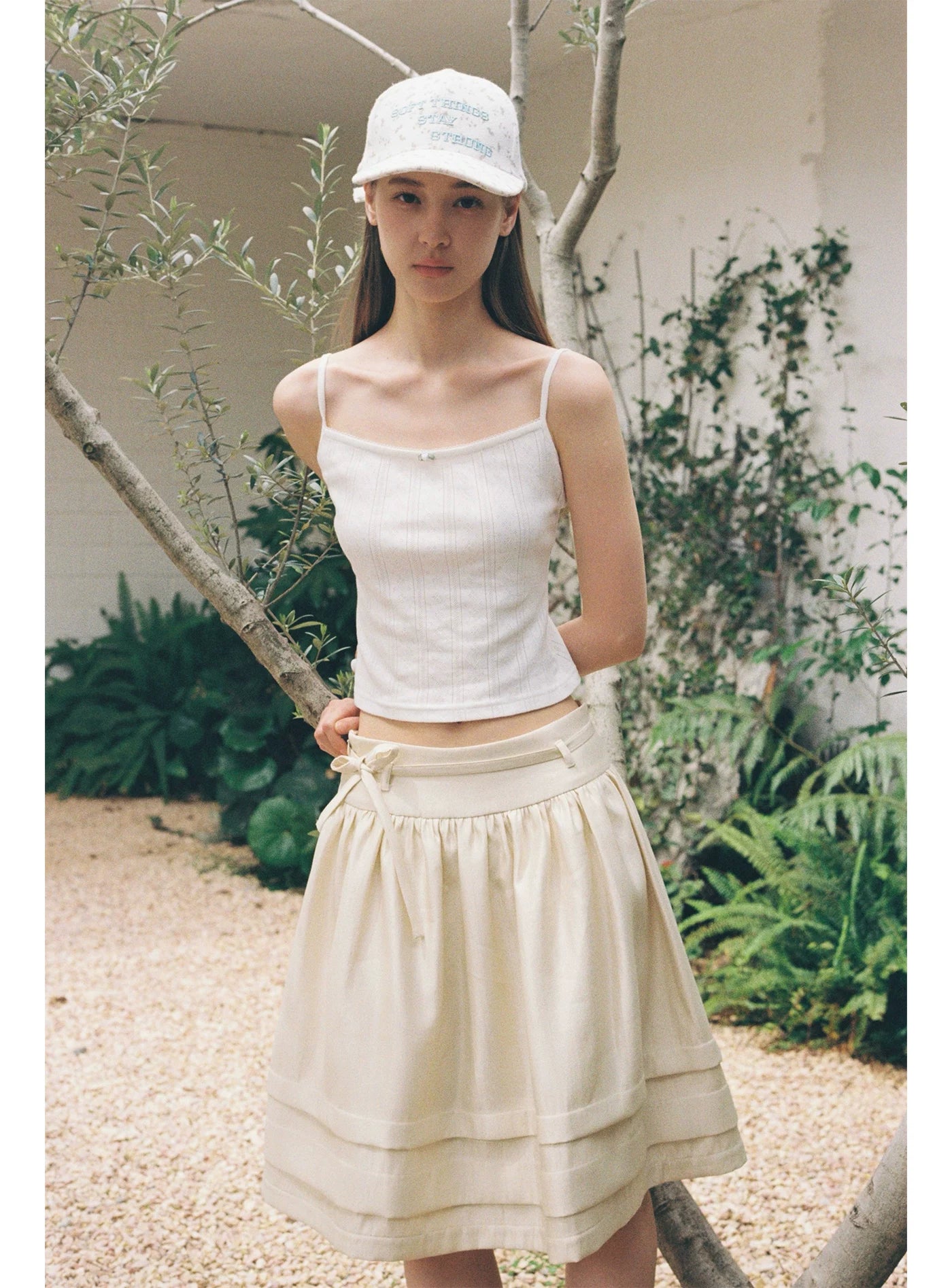 SOOMIE Ribbon Zip Midi Skirt