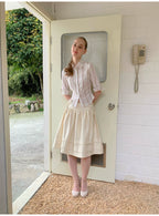 SOOMIE Ribbon Zip Midi Skirt