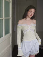 Lace Panel Fitted Long Sleeve Top