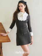 Layered Bow Peter Pan Collar Knit Dress
