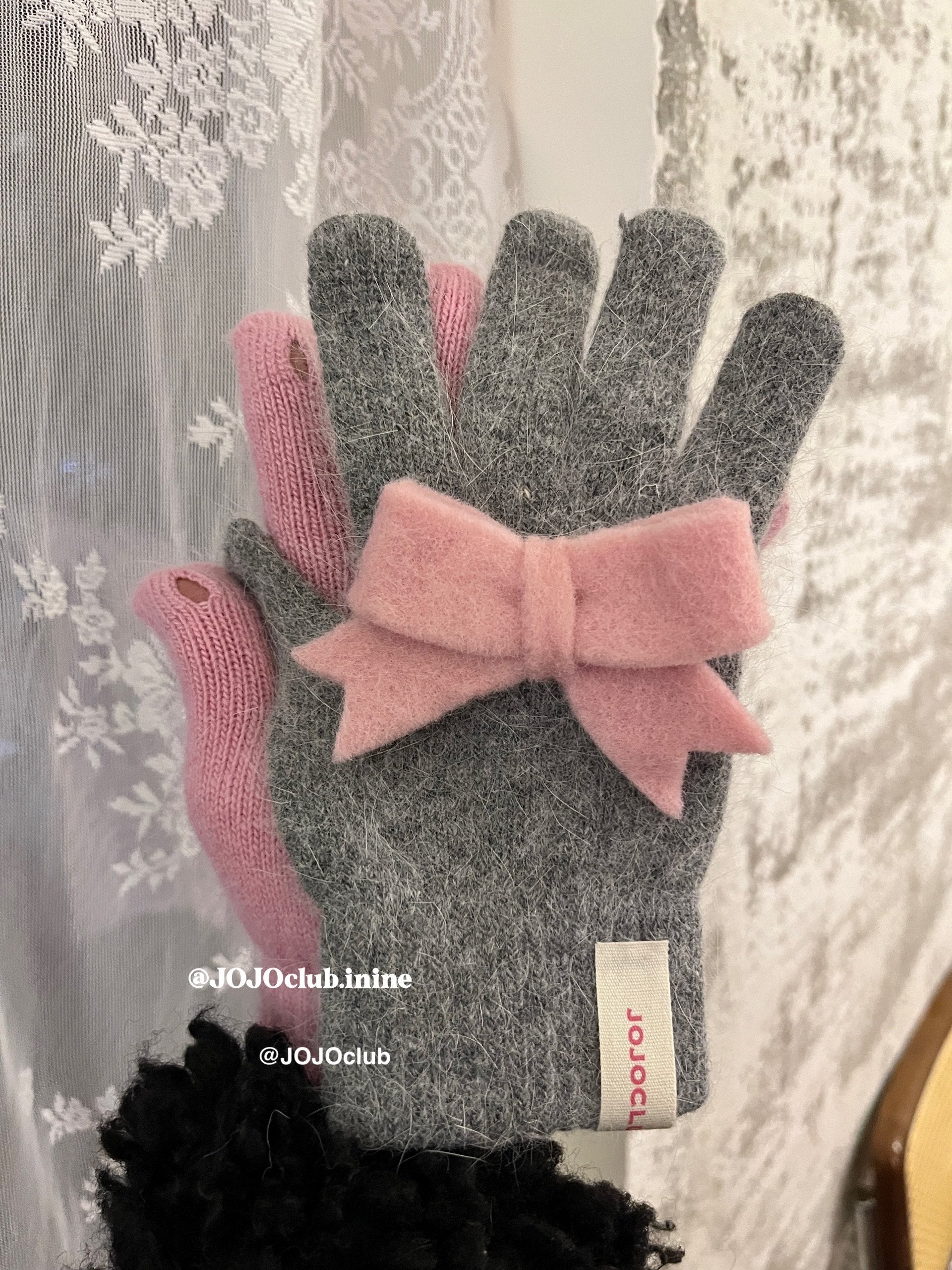 JOJOclub Bow Knit Winter Gloves