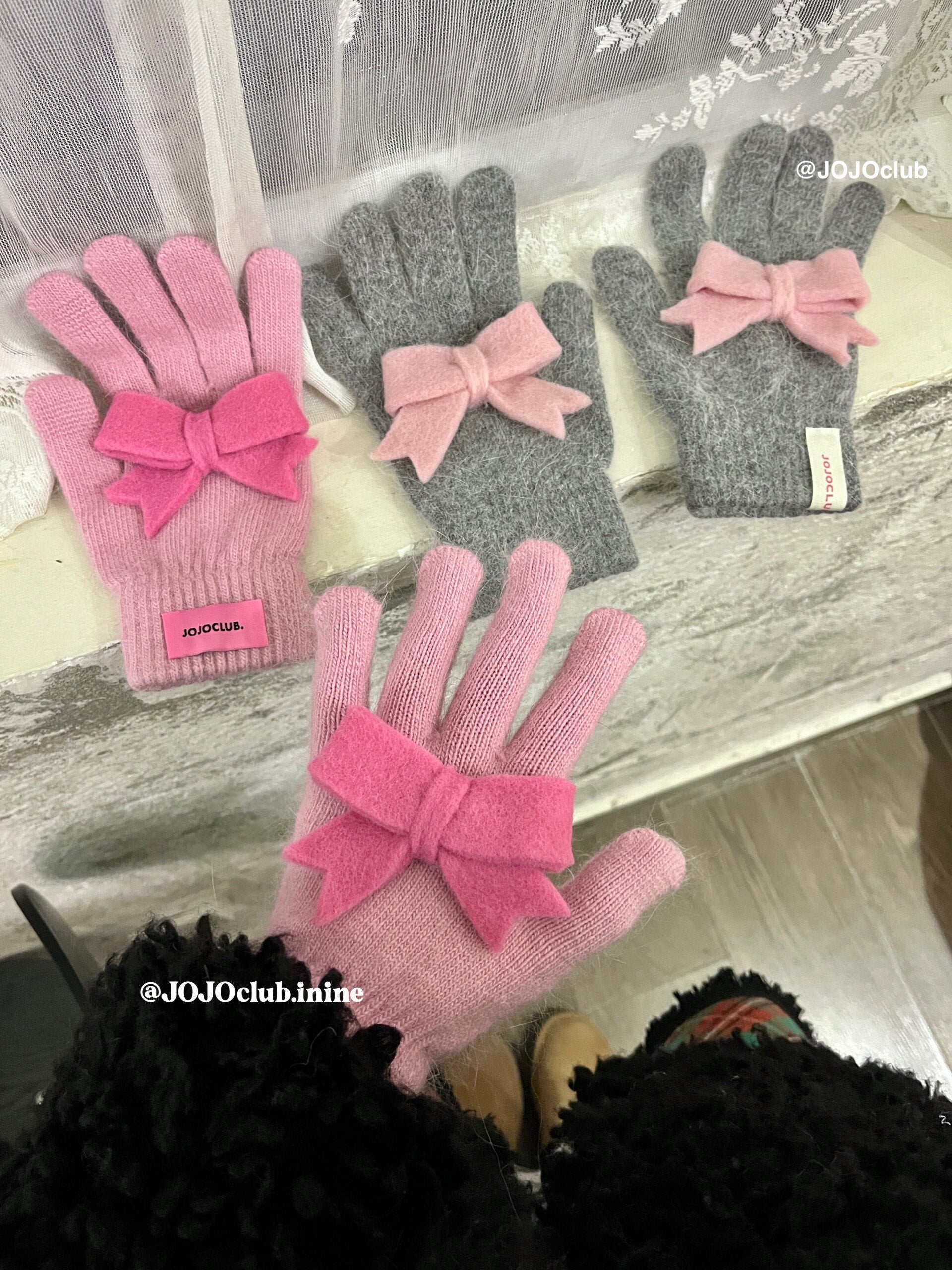 JOJOclub Bow Knit Winter Gloves