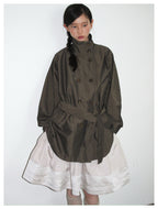 Vintage Double Breasted Belted Long Trench Coat