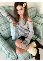 Fair Isle Off-Shoulder Wool Knit Top