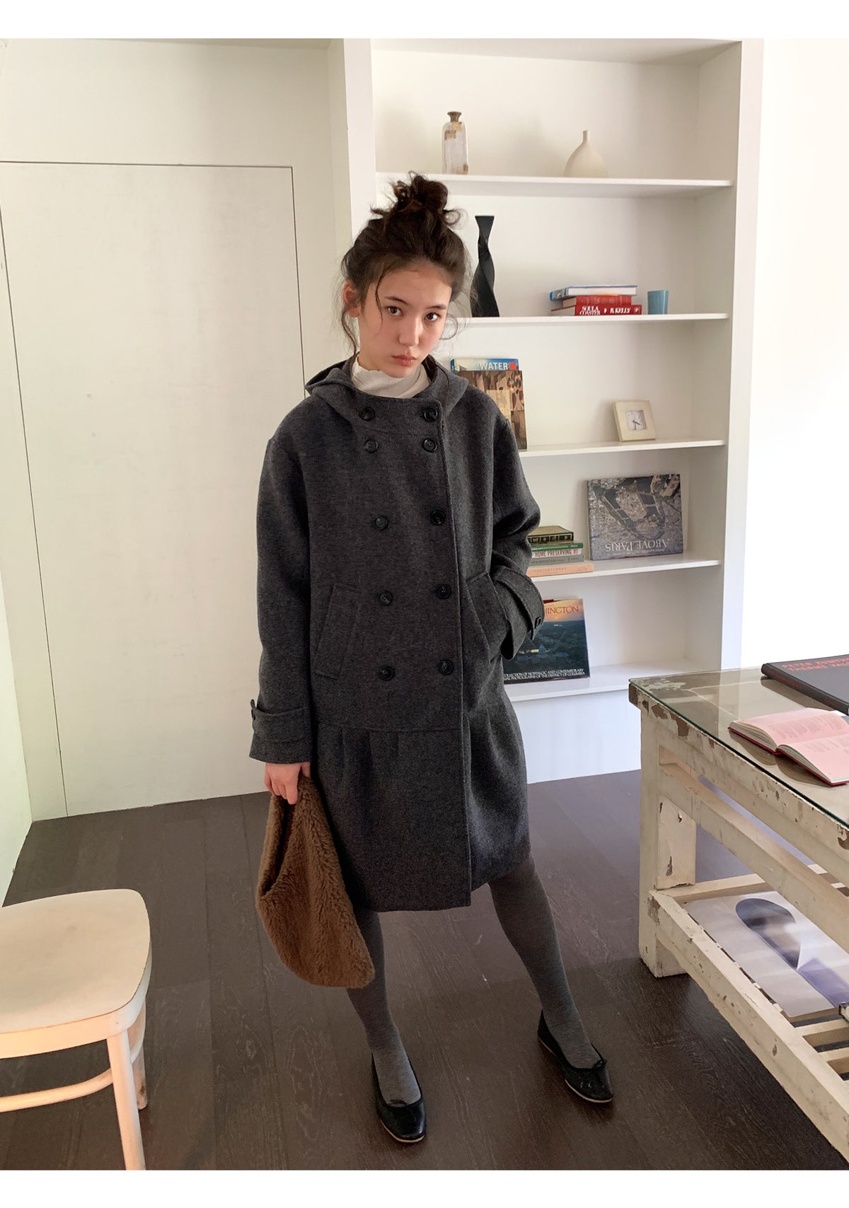 Pure Wool Double Hooded Long Coat