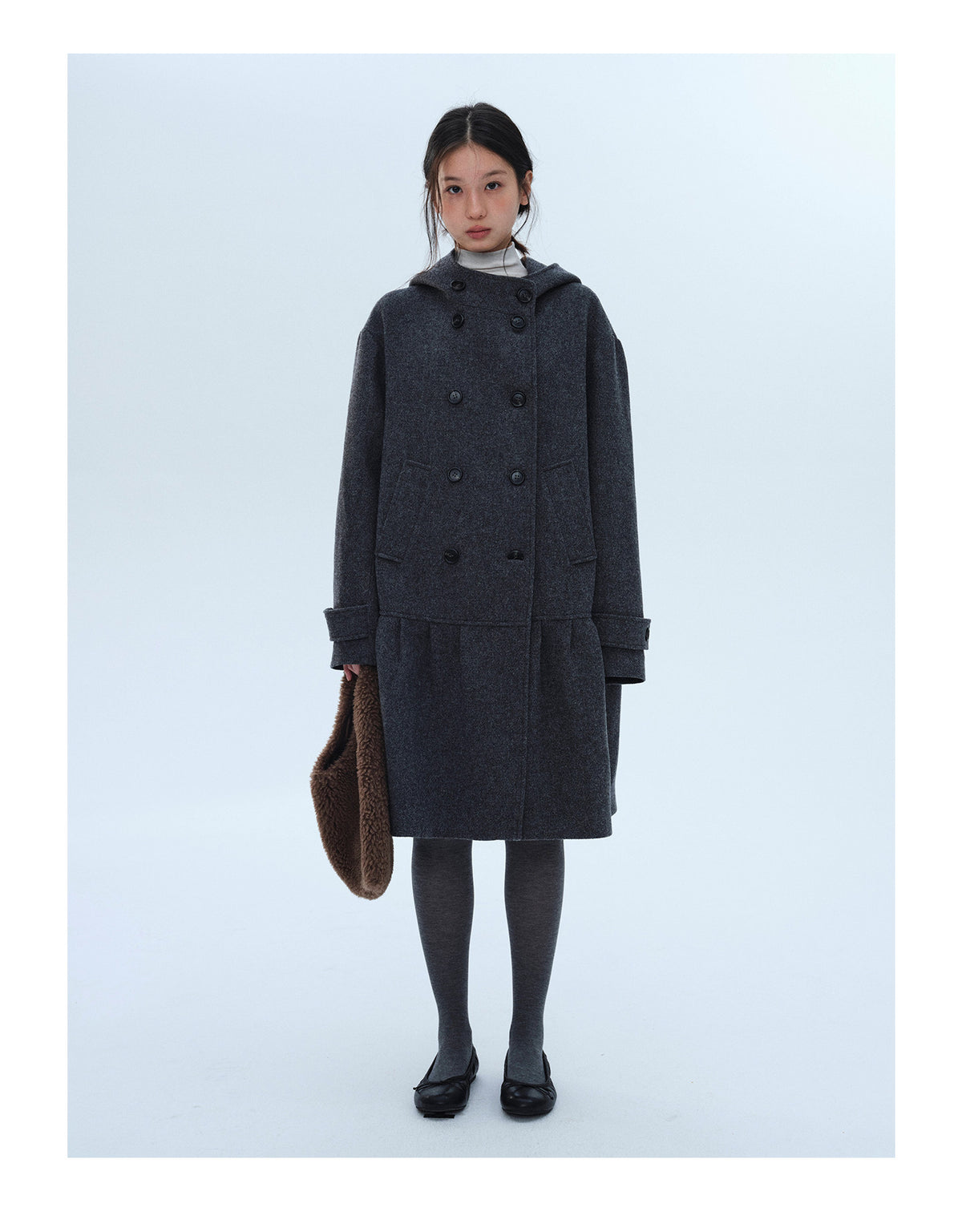 Pure Wool Double Hooded Long Coat