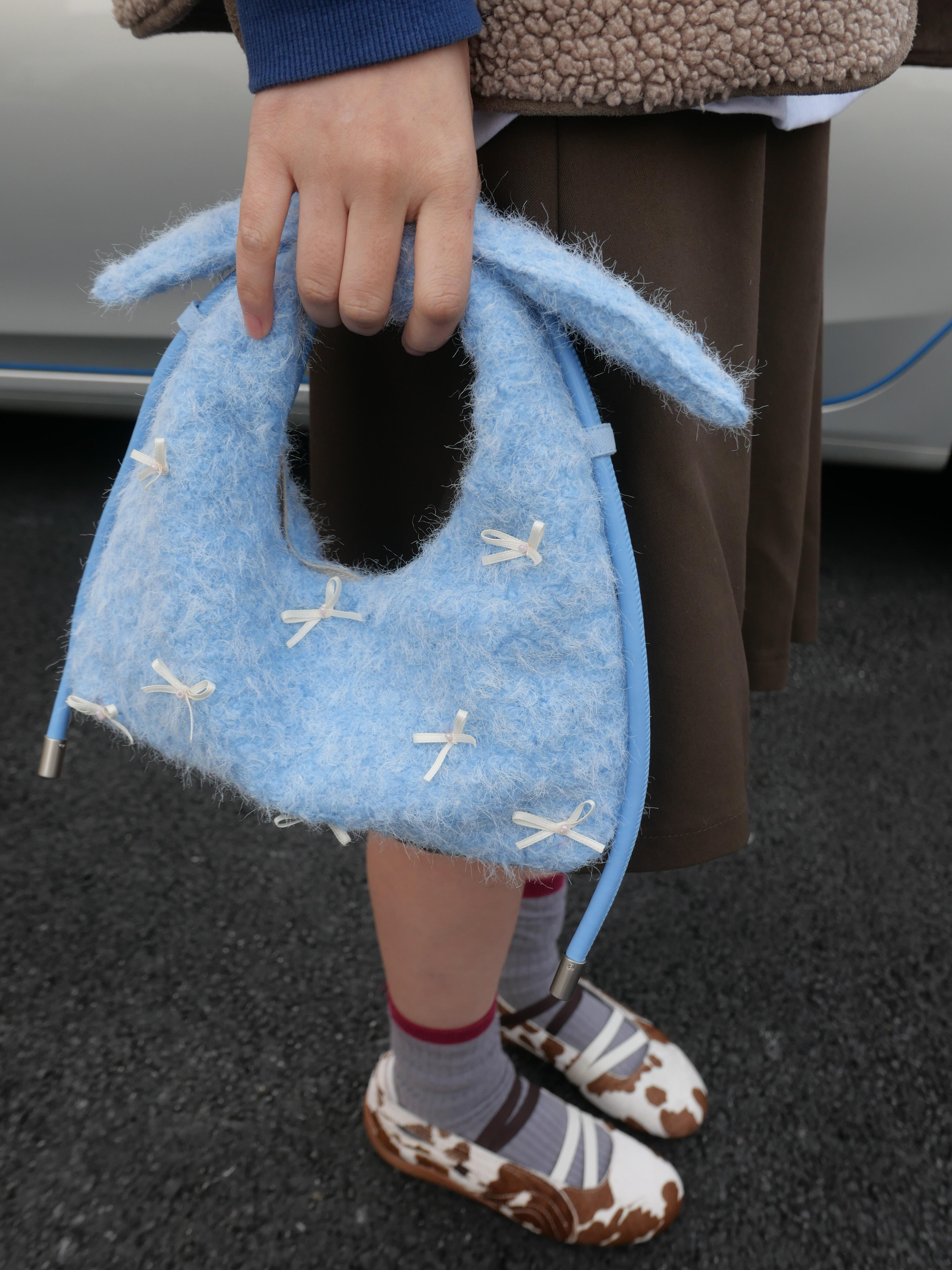 a big move Cute Bowknot Fluffy Shoulder Bag