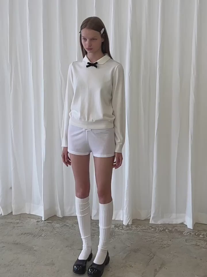 PFF GIRL White Sailor Collar Ribbon Knitwear