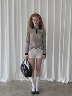 PFF GIRL Collar Stripe Polo Shirt