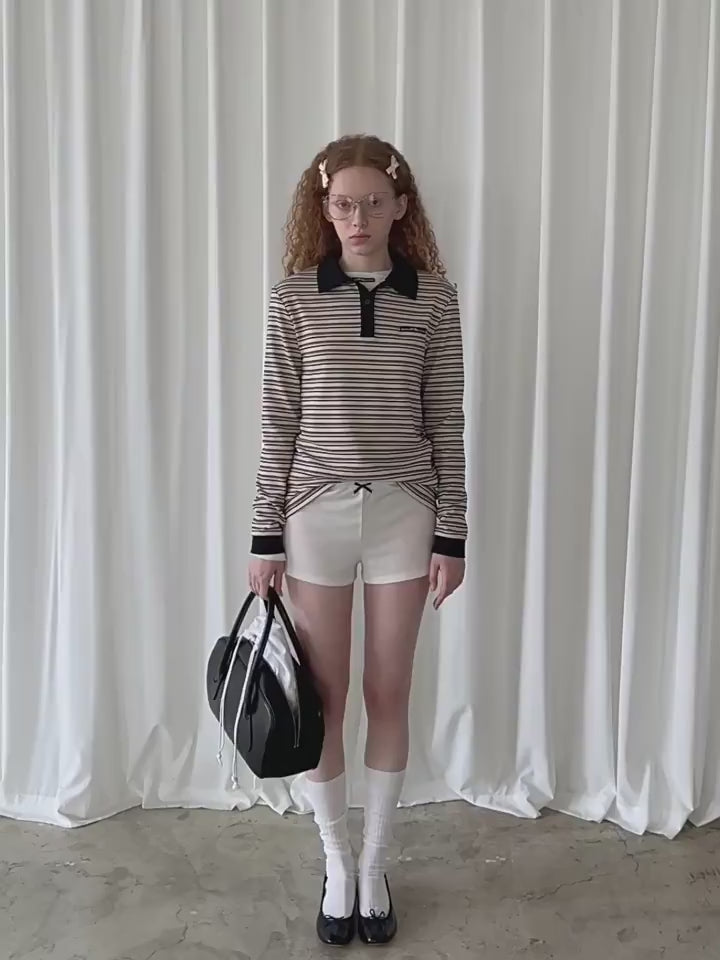 PFF GIRL Collar Stripe Polo Shirt